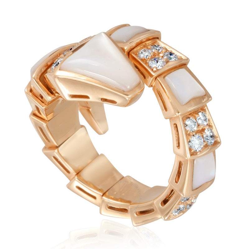 BVLGARI SERPENTI RING PINK GOLD DIAMOND MOP