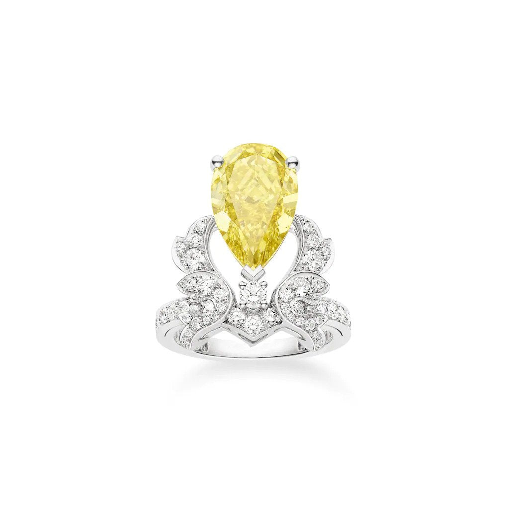 CHAUMET SOIR DE FETE YELLOW DIAMOND SILVER RING