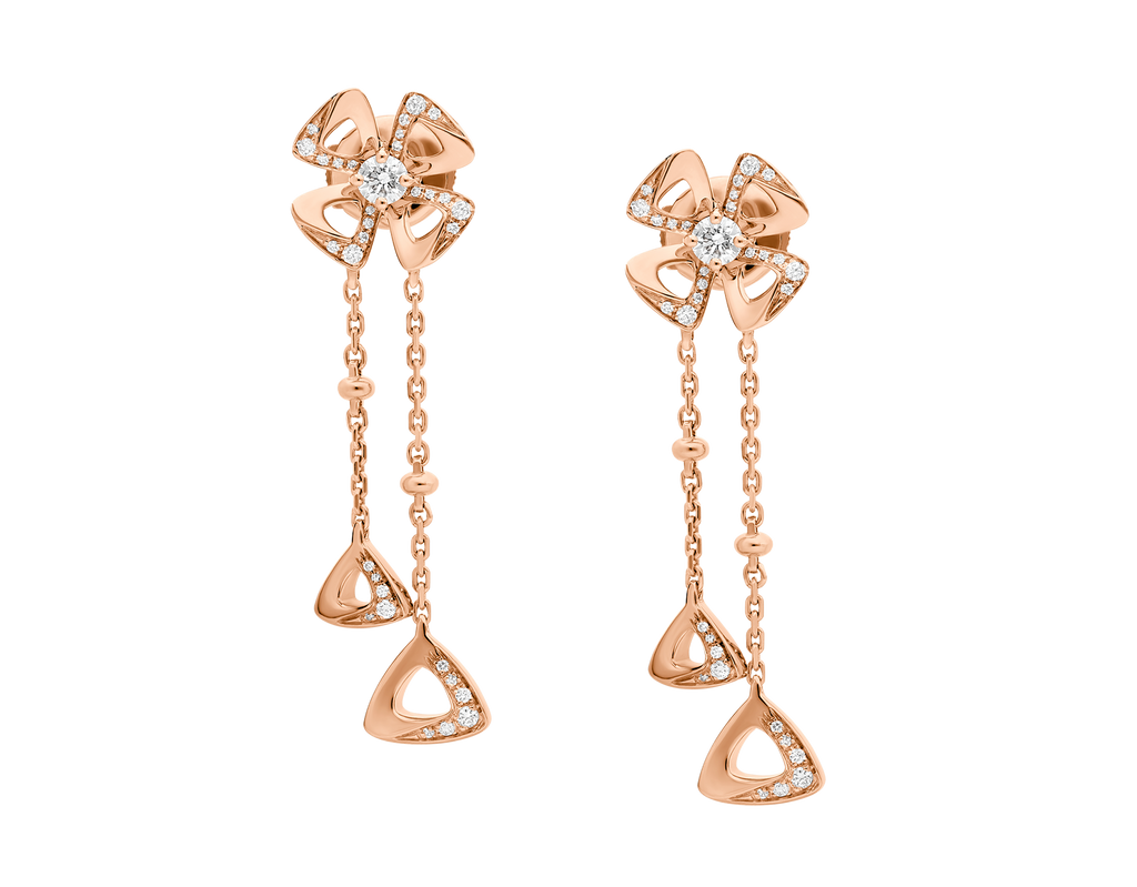 BVLGARI FIOREVER PINK GOLD DIAMONDS EARRINGS