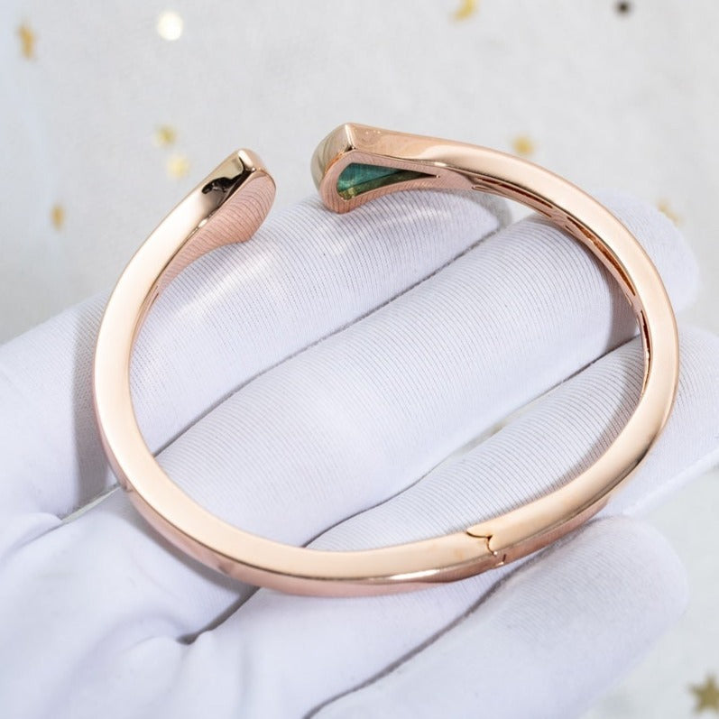 BVLGARI DREAM BRACELET OPEN MALACHITE PINK GOLD