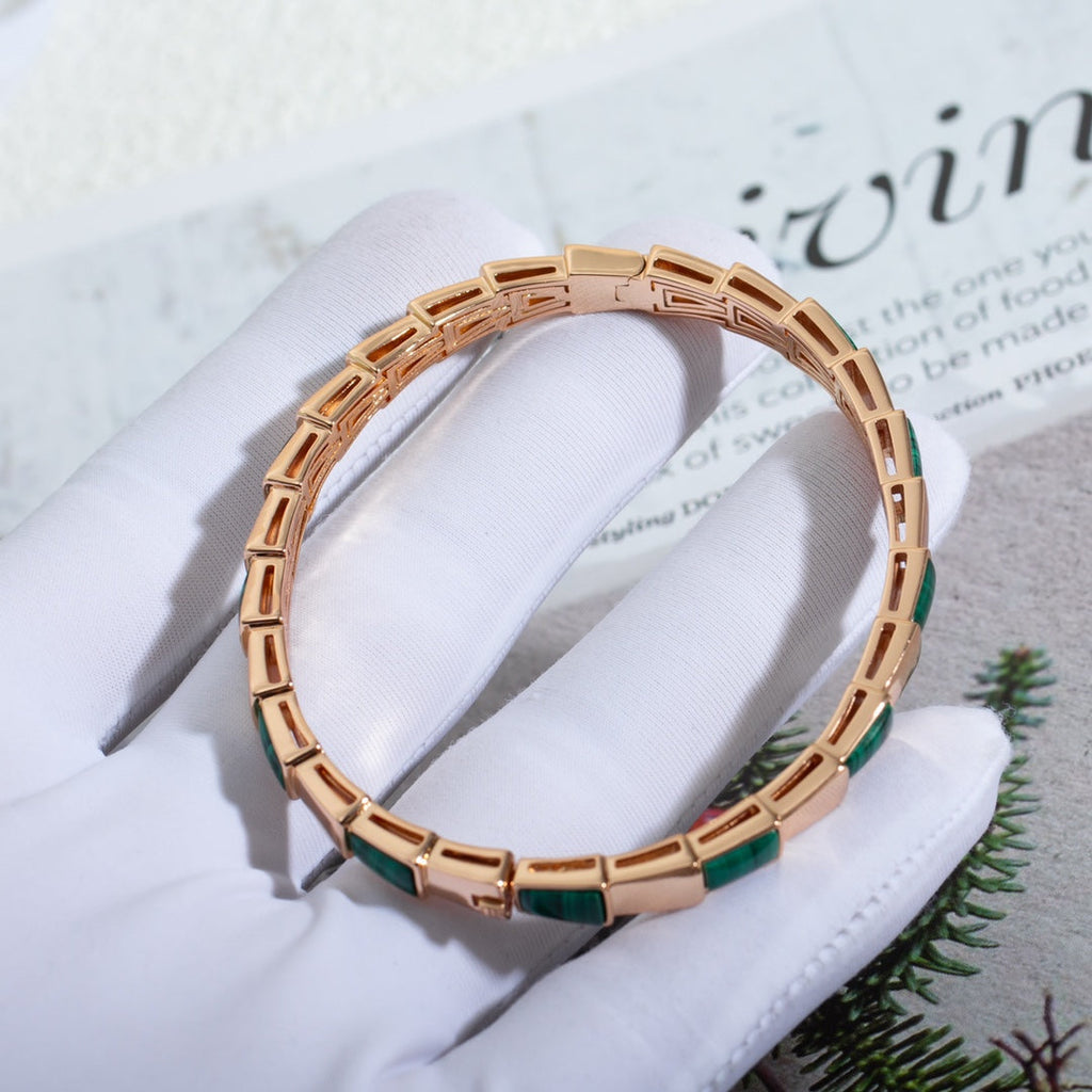 BVLGARI SERPENTI BRACELET PINK GOLD MALACHITE