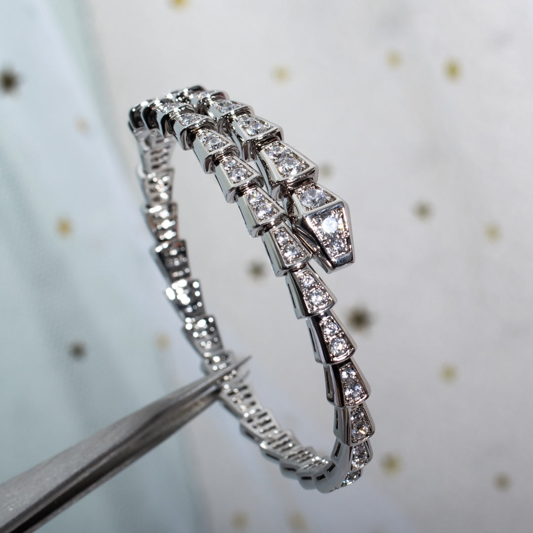 BVLGARI SERPENTI BRACELET 6MM SILVER DIAMOND