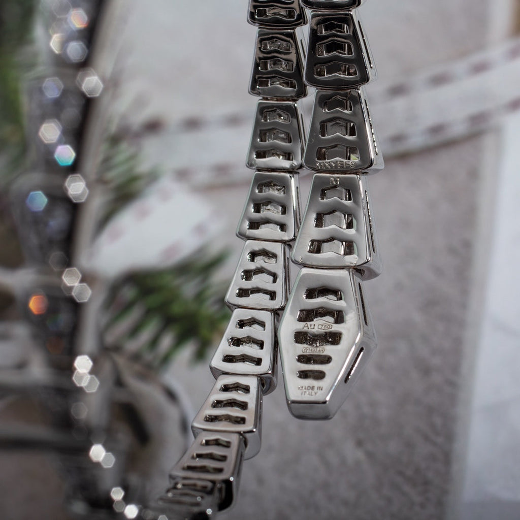 BVLGARI SERPENTI BRACELET 6MM SILVER DIAMOND