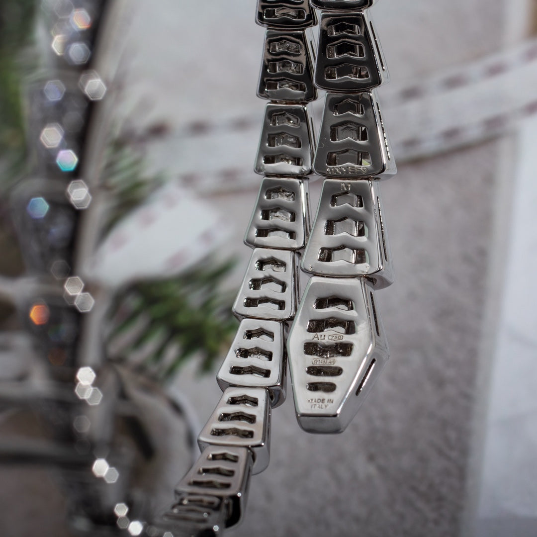 BVLGARI SERPENTI BRACELET 6MM SILVER DIAMOND