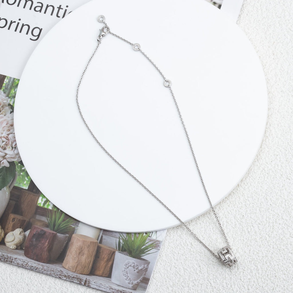BVLGARI PARENTESI NECKLACE SILVER DIAMOND