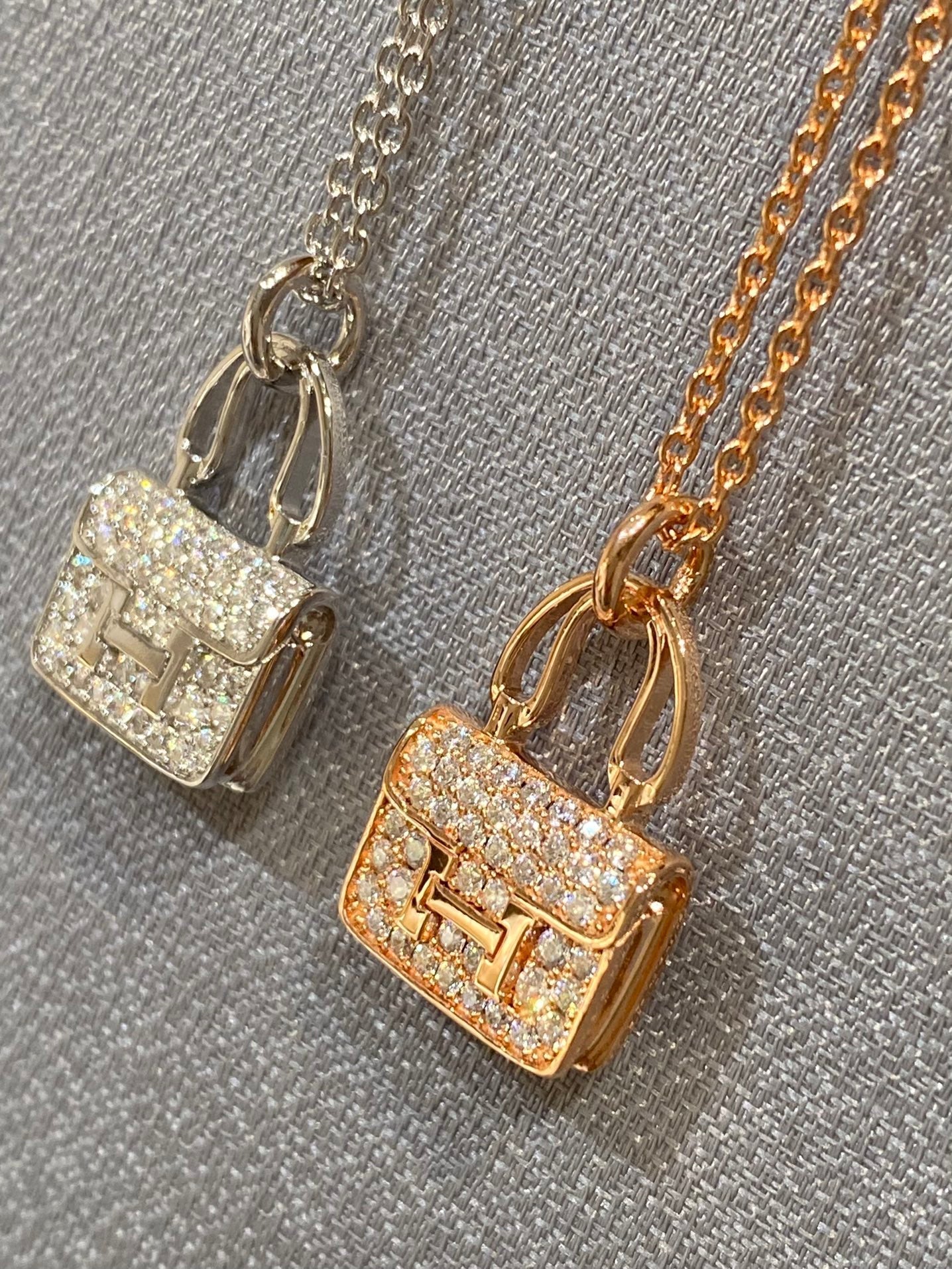 HERMES CONSTANCE PEDANT DIAMOND NECKLACE