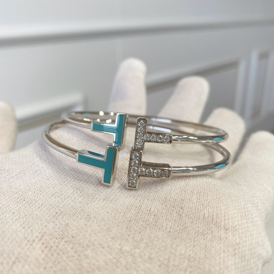 TIFFANY T BRACELET 1.8MM TURQUOISE DIAMOND