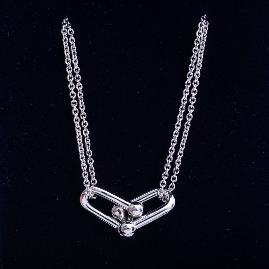 TIFFANY HARDWEAR DOUBLE LINK PEDANT SILVER NECKLACE