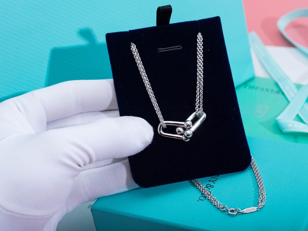 TIFFANY HARDWEAR DOUBLE LINK PEDANT SILVER NECKLACE