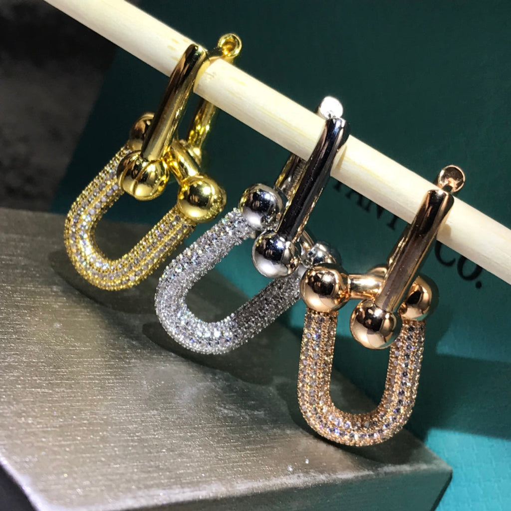 TIFFANY HARDWARE DROP EARRINGS DOUBLE LINK DIAMOND