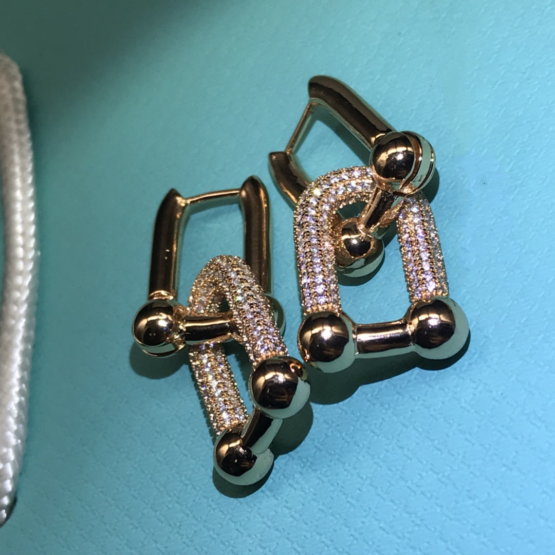 TIFFANY HARDWARE DROP EARRINGS DOUBLE LINK DIAMOND