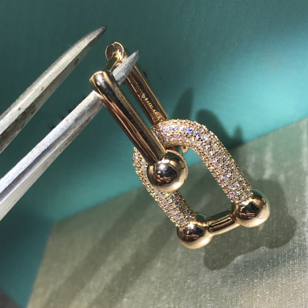 TIFFANY HARDWARE DROP EARRINGS DOUBLE LINK DIAMOND