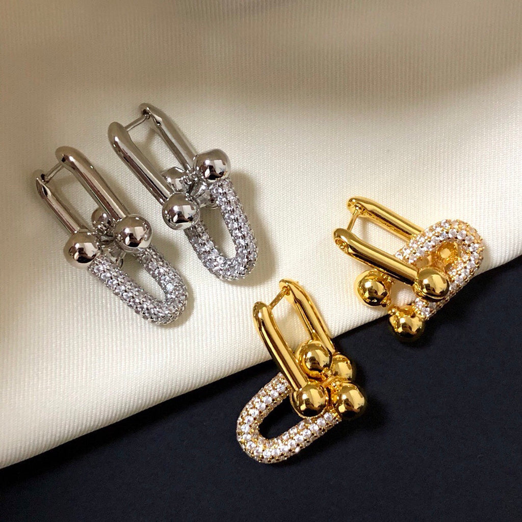 TIFFANY HARDWARE DROP EARRINGS DOUBLE LINK DIAMOND