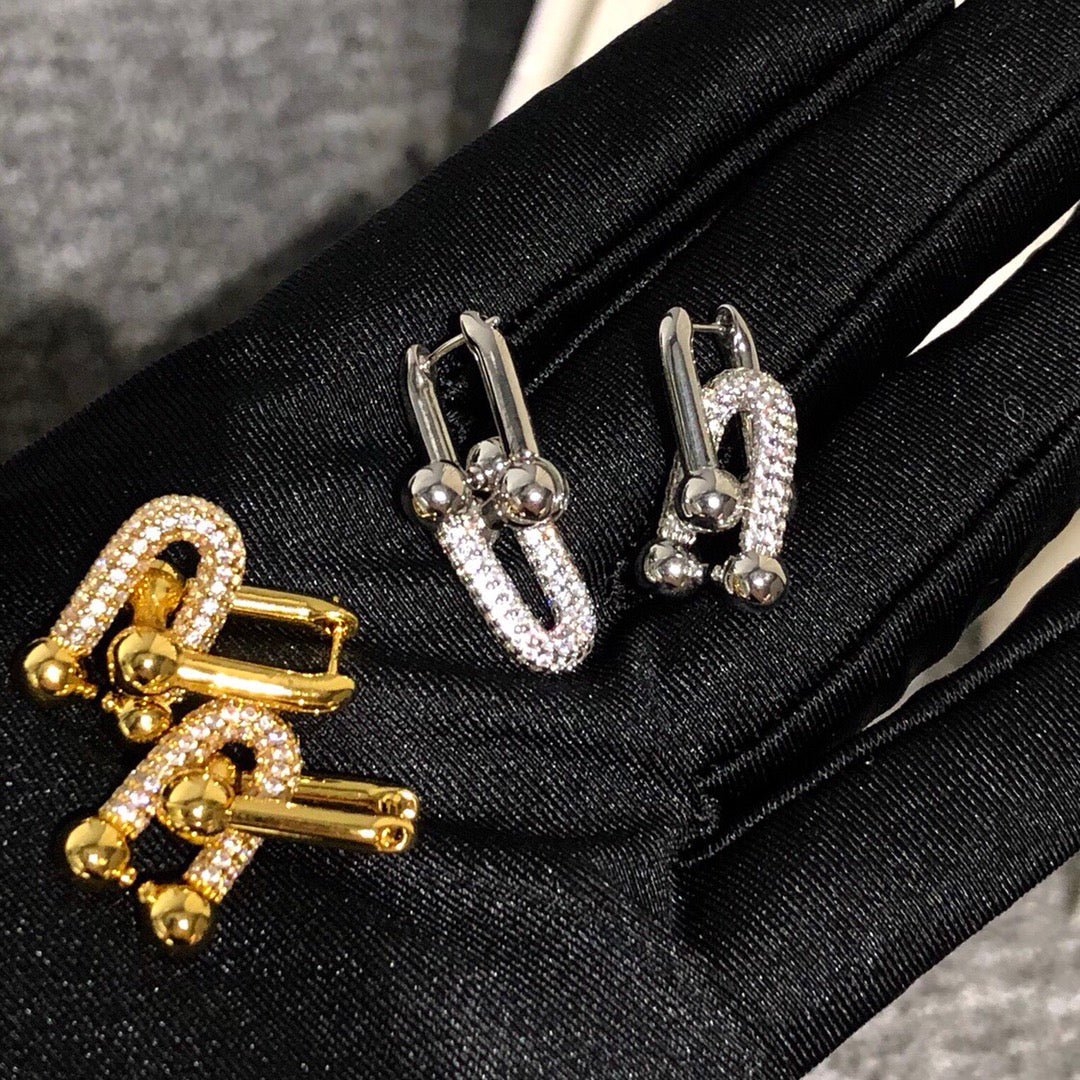 TIFFANY HARDWARE DROP EARRINGS DOUBLE LINK DIAMOND