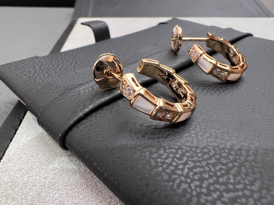 BVLGARI SERPENTI MOP PINK GOLD EARRINGS