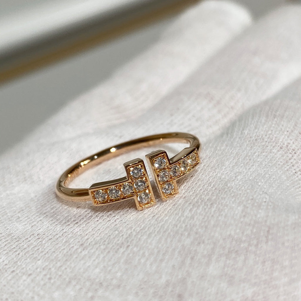 TIFFANY T WIRE RING DIAMOND PINK GOLD