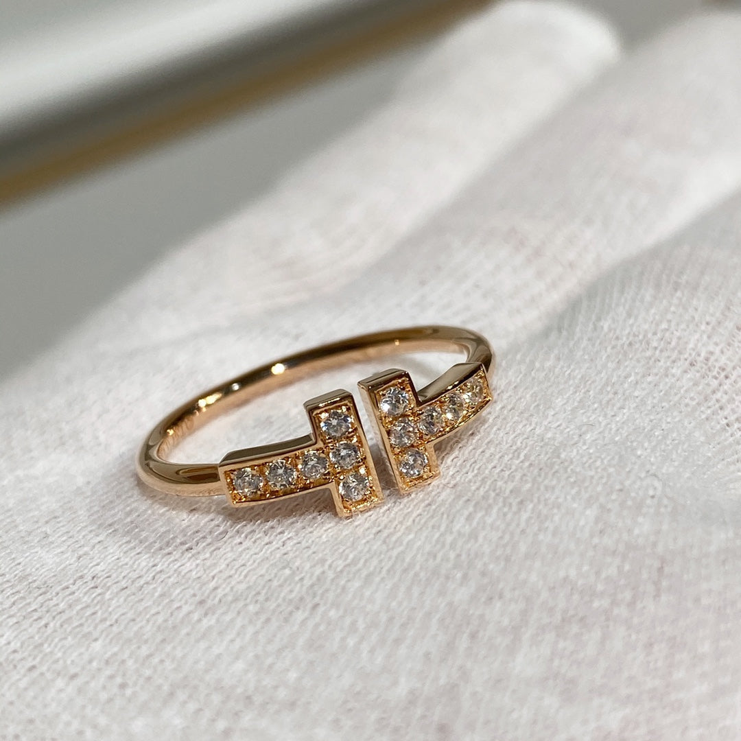 TIFFANY T WIRE RING DIAMOND PINK GOLD