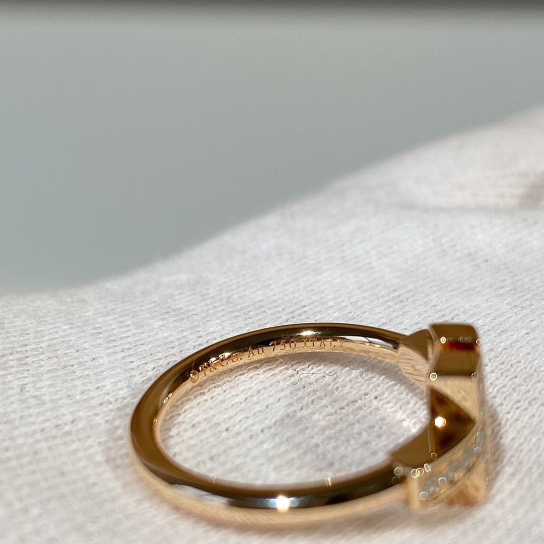 TIFFANY T WIRE MOP DIAMOND RING PINK GOLD