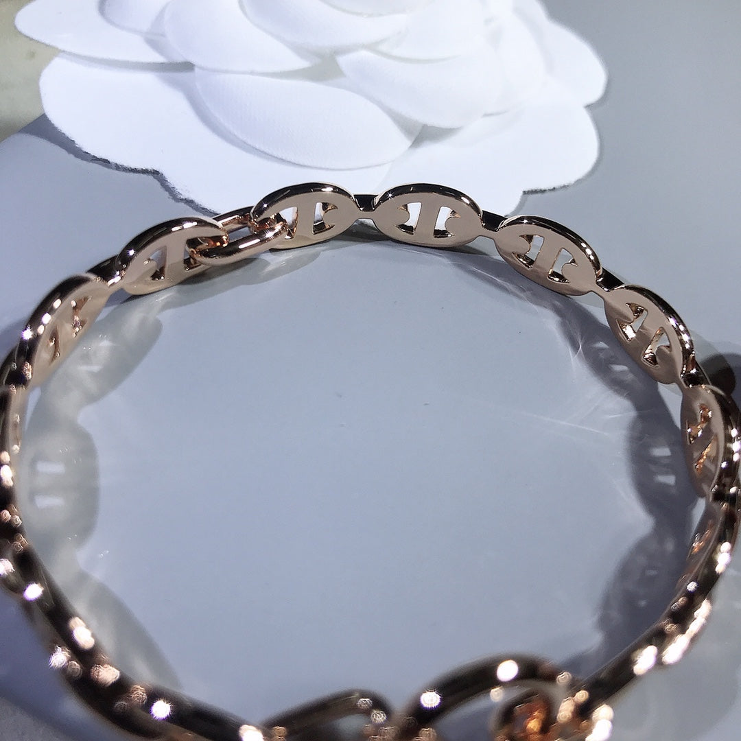 HERMES CHAINE BRACELET PINK GOLD