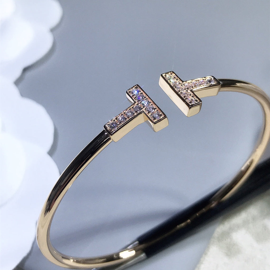 TIFFANY T BRACELET PINK GOLD 1.8MM DIAMOND