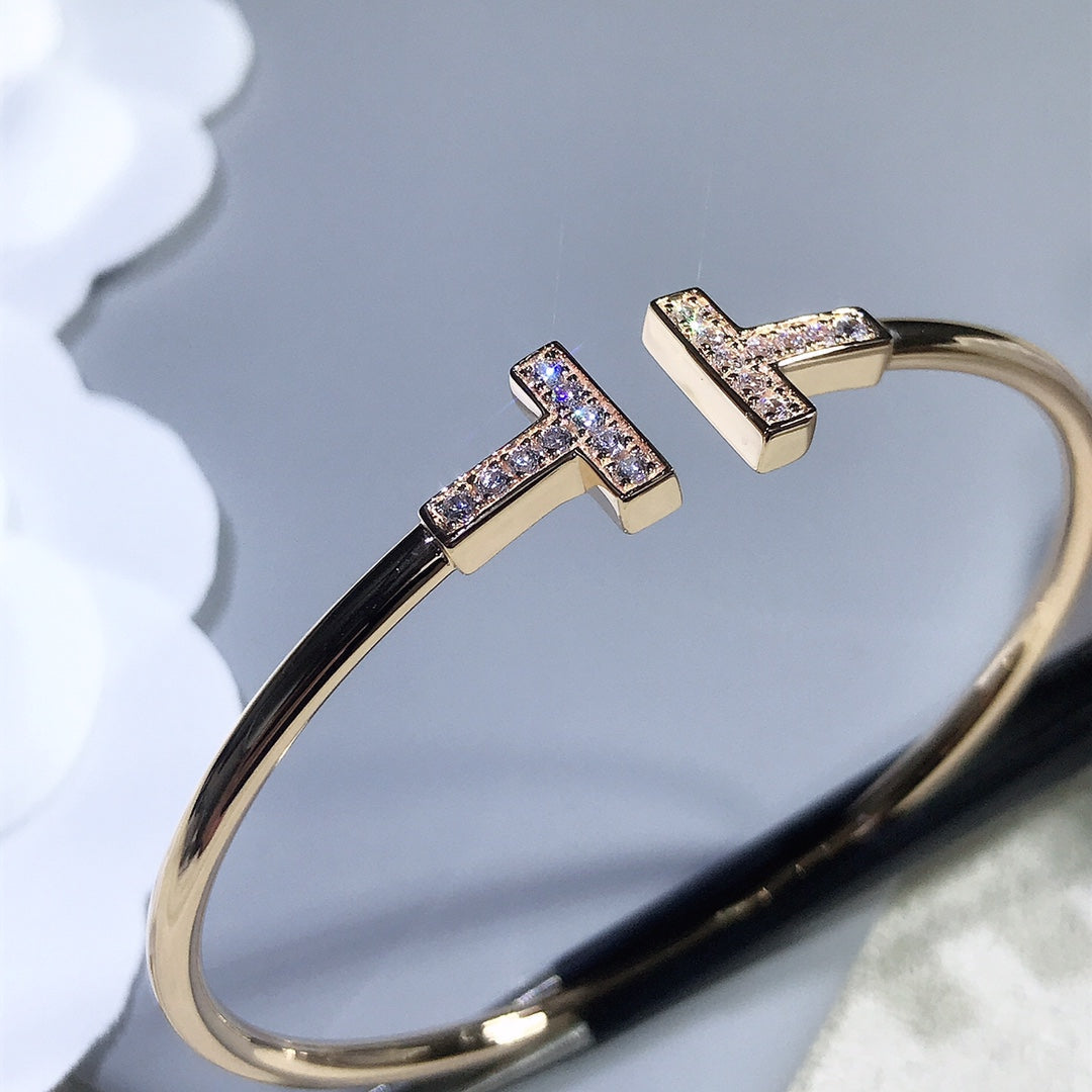TIFFANY T BRACELET PINK GOLD 1.8MM DIAMOND