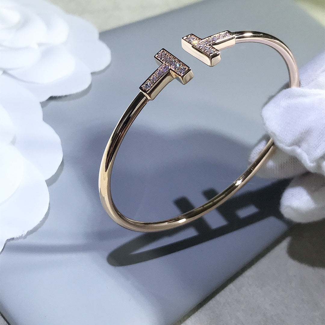TIFFANY T BRACELET PINK GOLD 1.8MM DIAMOND