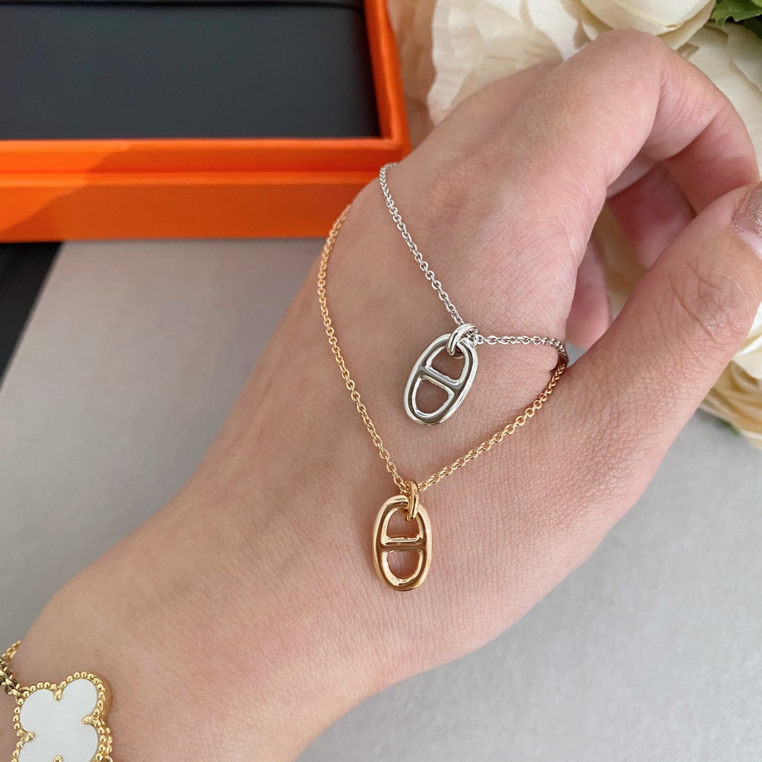 HERMES CHAINE SMALL NECKLACE GOLD AND SILVER