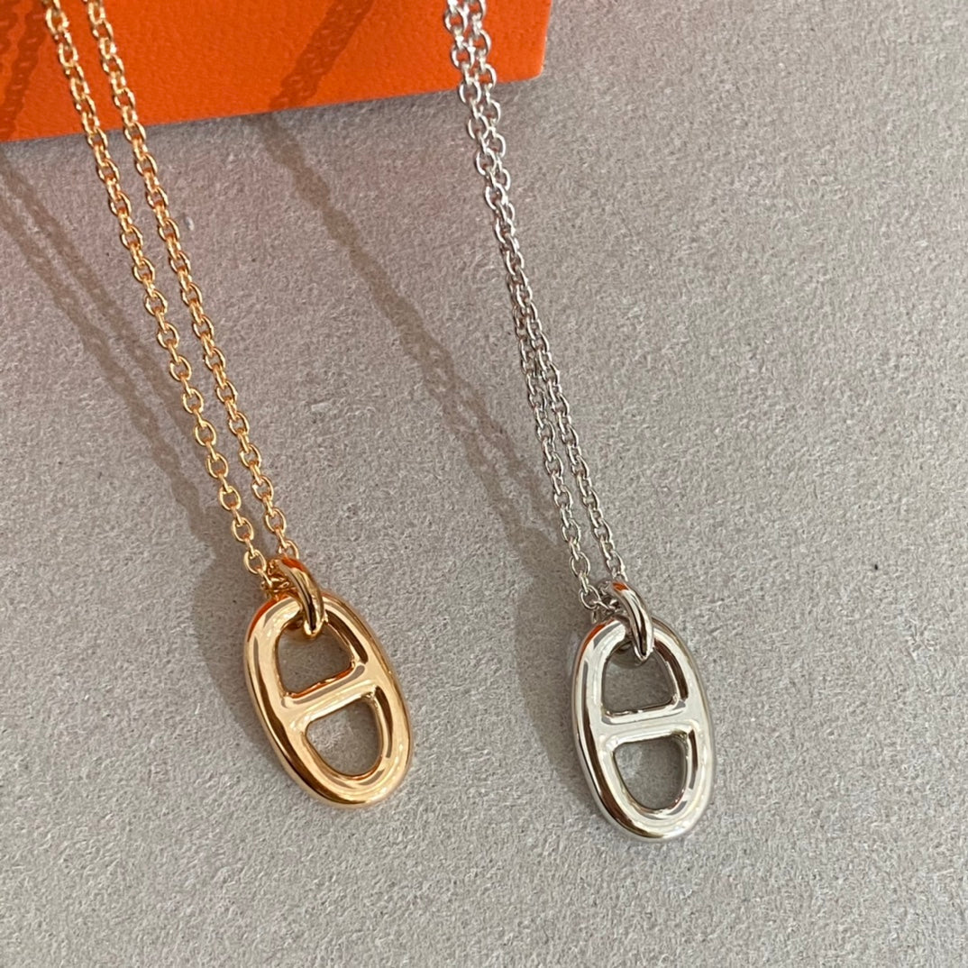 HERMES CHAINE SMALL NECKLACE GOLD AND SILVER