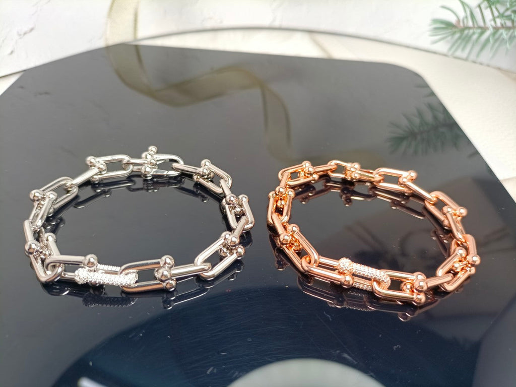 TIFFANY HARDWEAR BRACELET PINK GOLD AND SILVER DIAMOND