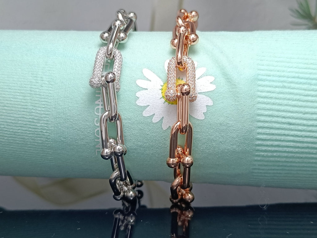 TIFFANY HARDWEAR BRACELET PINK GOLD AND SILVER DIAMOND