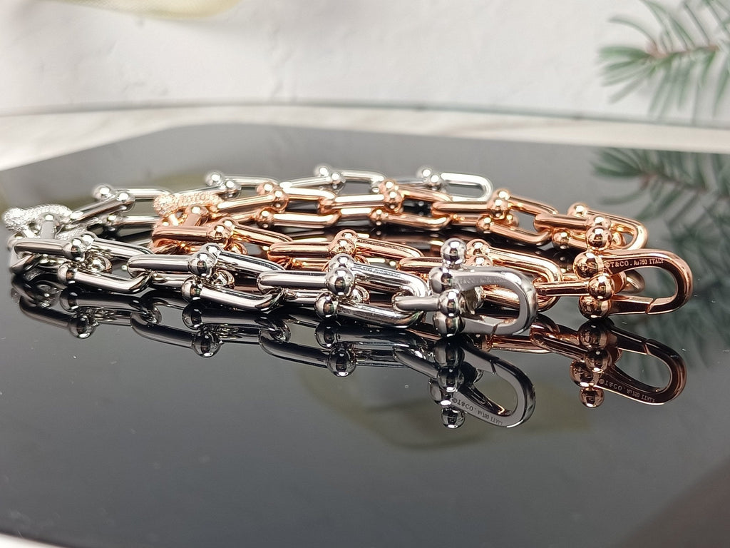 TIFFANY HARDWEAR BRACELET PINK GOLD AND SILVER DIAMOND