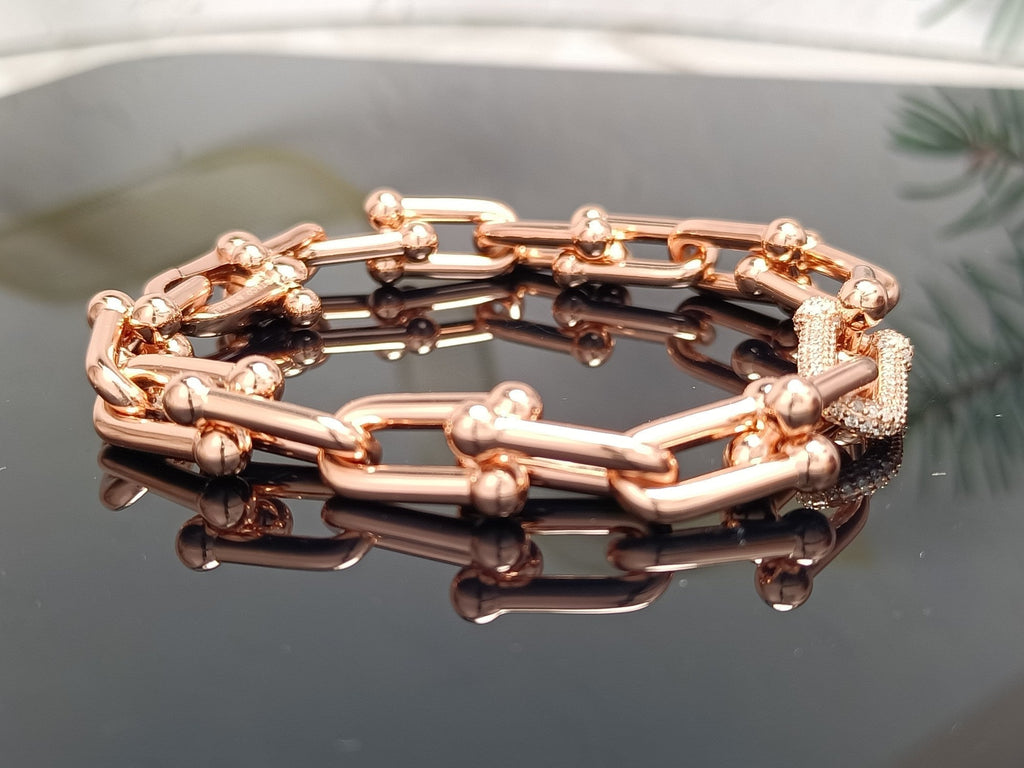 TIFFANY HARDWEAR BRACELET PINK GOLD AND SILVER DIAMOND