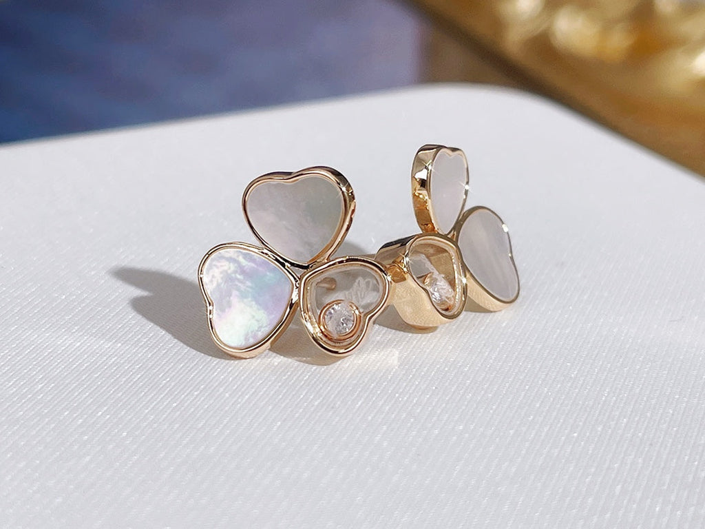 CHOPARD HAPPY WING MOP EARRINGS 1 DIAMOND