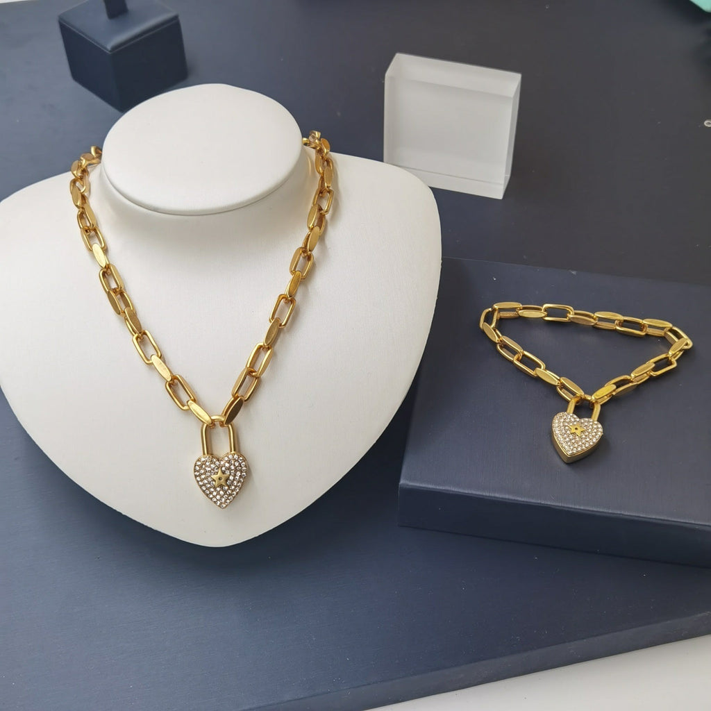 DIOR HEART PADLOCK NECKLACE