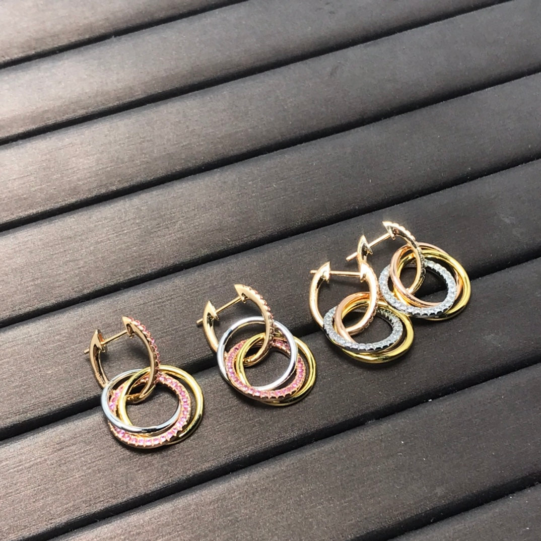 TIFFANY TRINITY EARRINGS GOLD DIAMOND