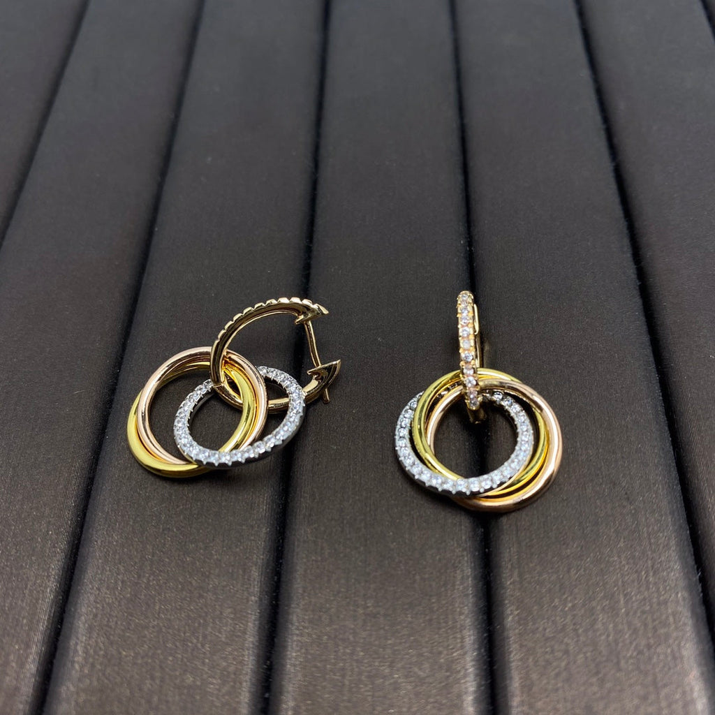 TIFFANY TRINITY EARRINGS GOLD DIAMOND