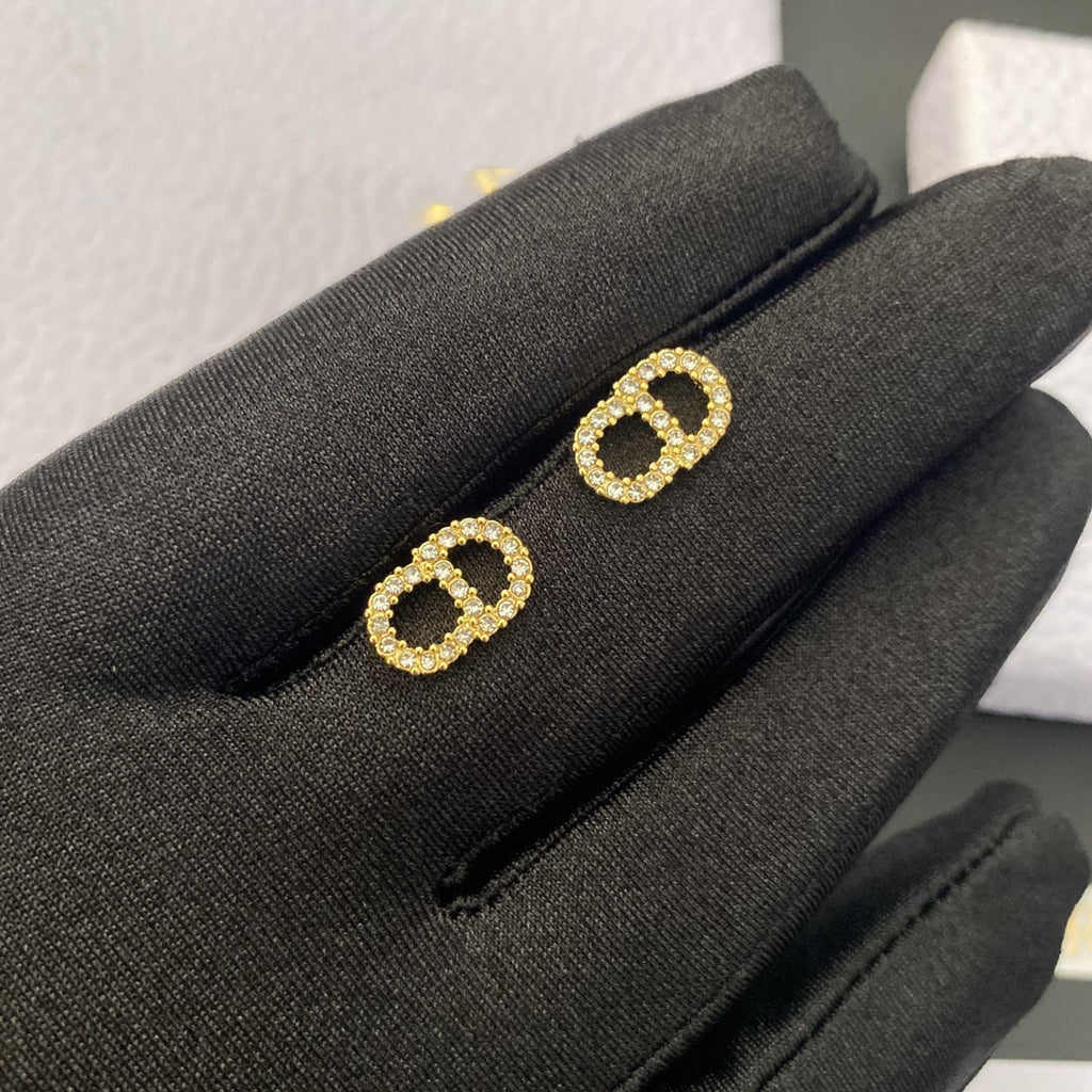 DIOR CD DROP EARRINGS GOLD DIAMOND