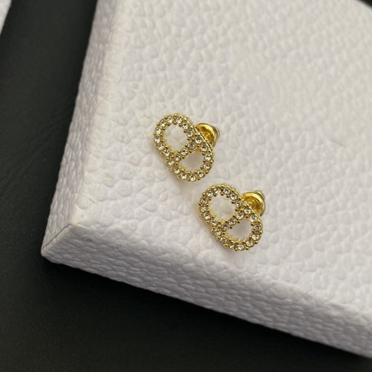 DIOR CD DROP EARRINGS GOLD DIAMOND