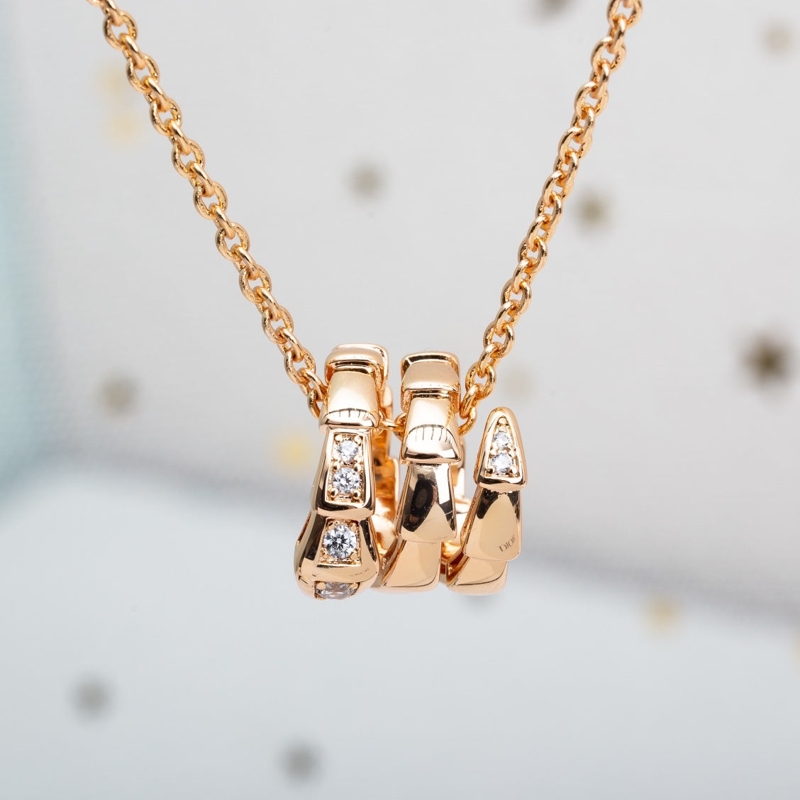 BVLGARI SERPENTI PINK GOLD NECKLACE DIAMOND