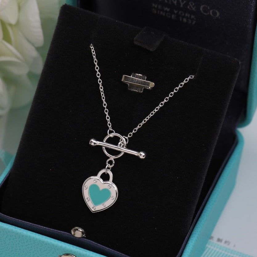 TIFFANY DOUBLE HEART BLUE NECKLACE