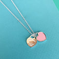TIFFANY DOUBLE HEART PEDANT SILVER NECKLACE