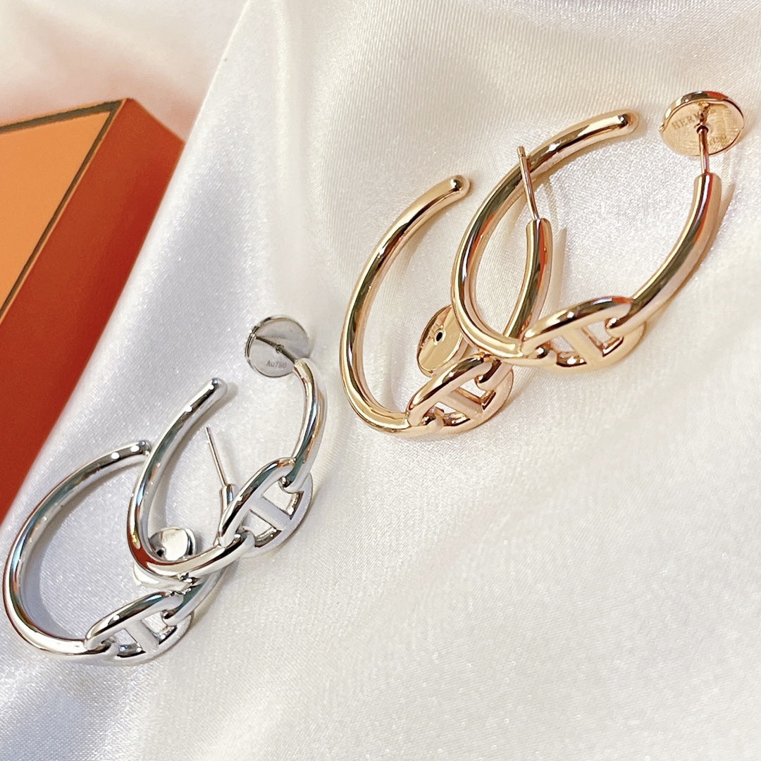 HERMES ENCHAINE HOOP EARRINGS
