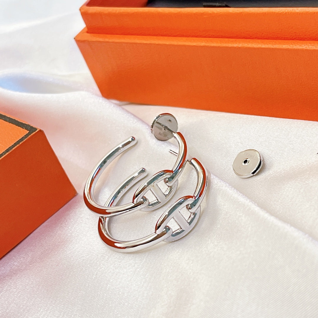 HERMES ENCHAINE HOOP EARRINGS