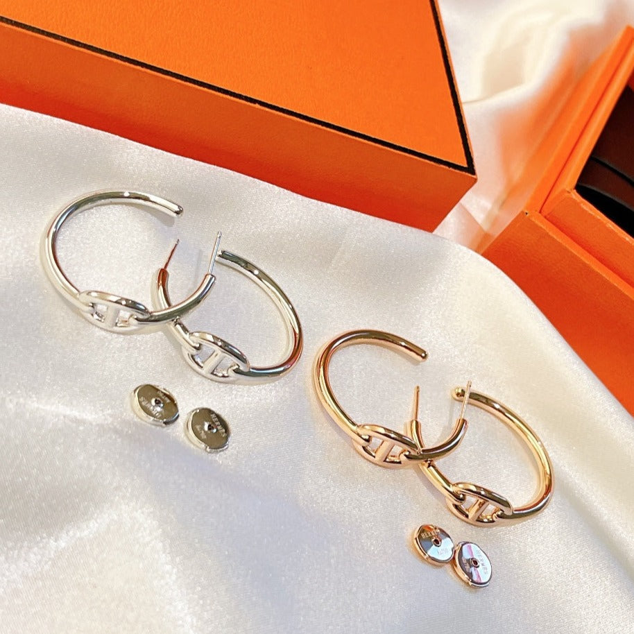 HERMES ENCHAINE HOOP EARRINGS
