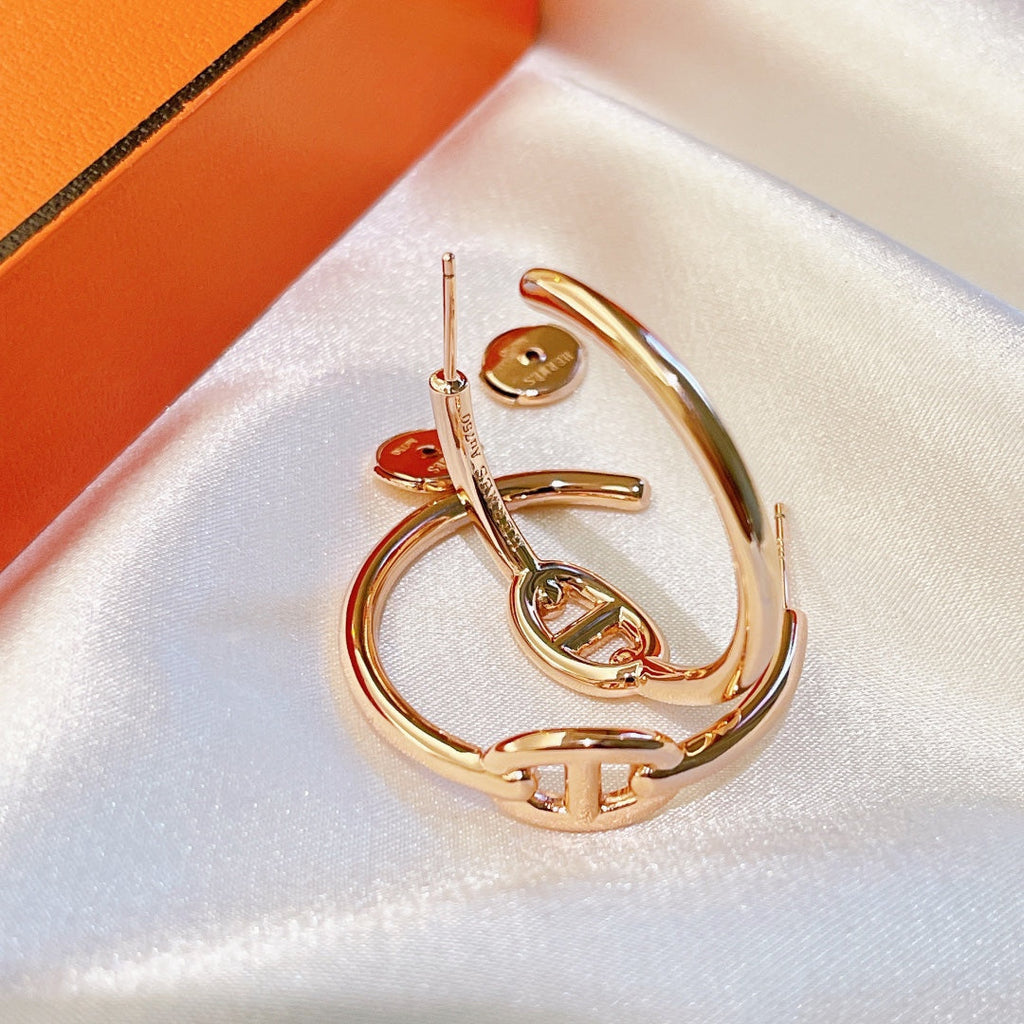 HERMES ENCHAINE HOOP EARRINGS