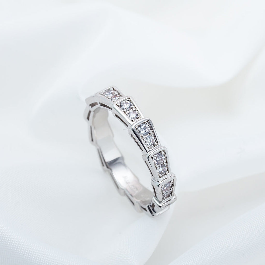 BVLGARI SERPENTI RING SILVER DIAMOND PAVED 3MM