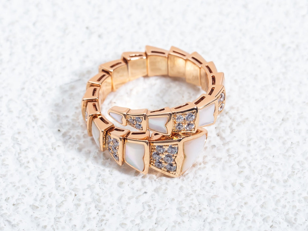BVLGARI SERPENTI RING PINK GOLD DIAMOND MOP