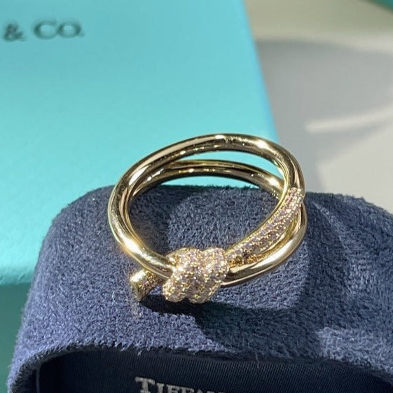 TIFFANY KNOT RING DOUBLE ROW GOLD DIAMOND