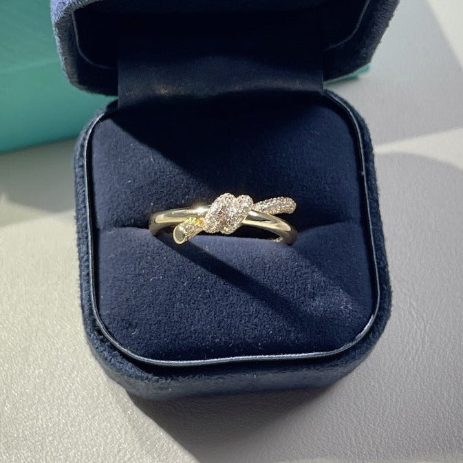 TIFFANY KNOT RING DOUBLE ROW GOLD DIAMOND