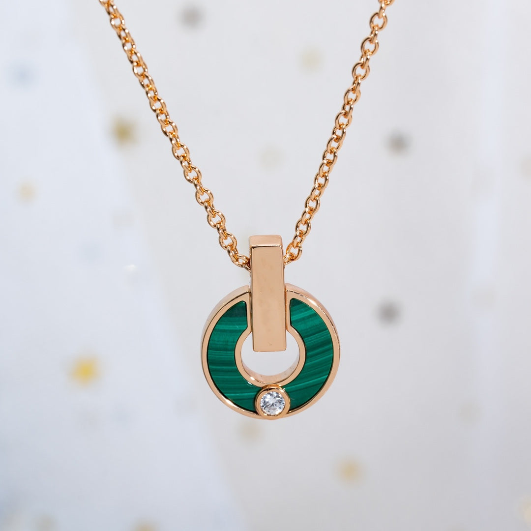 BVLGARI GARI NECKLACE PINK GOLD MALACHITE
